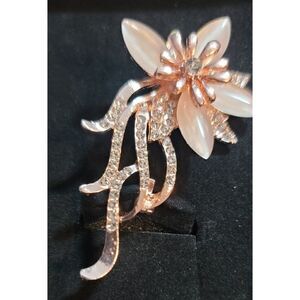 New - Rose Gold and Rhinestone Orchid Brooch